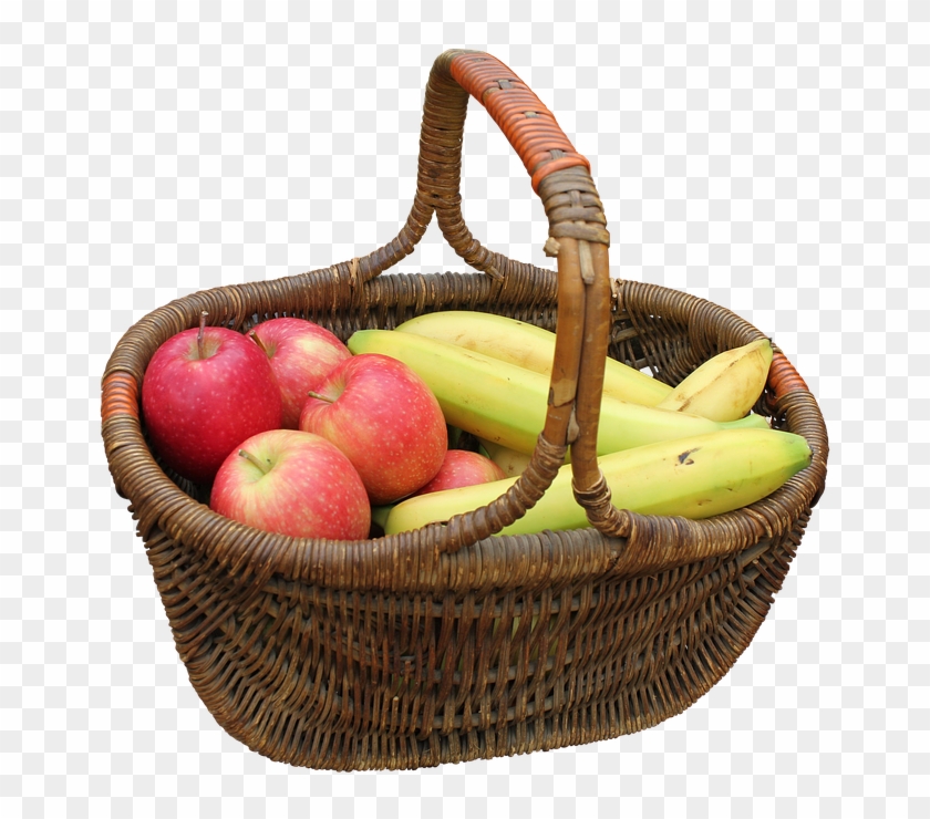 Basket, Hand Basket, Fruit, Bananas, Yellow, Fruits - Keranjang Buah Clipart #1172821