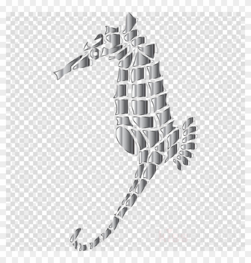Chrome Stylized Seahorse Silhouette Frosted Glass Pulb - Png De Frame De Flores Clipart