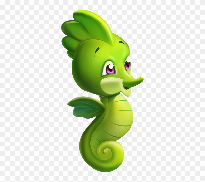 Green Clipart Seahorse - Cartoon - Png Download
