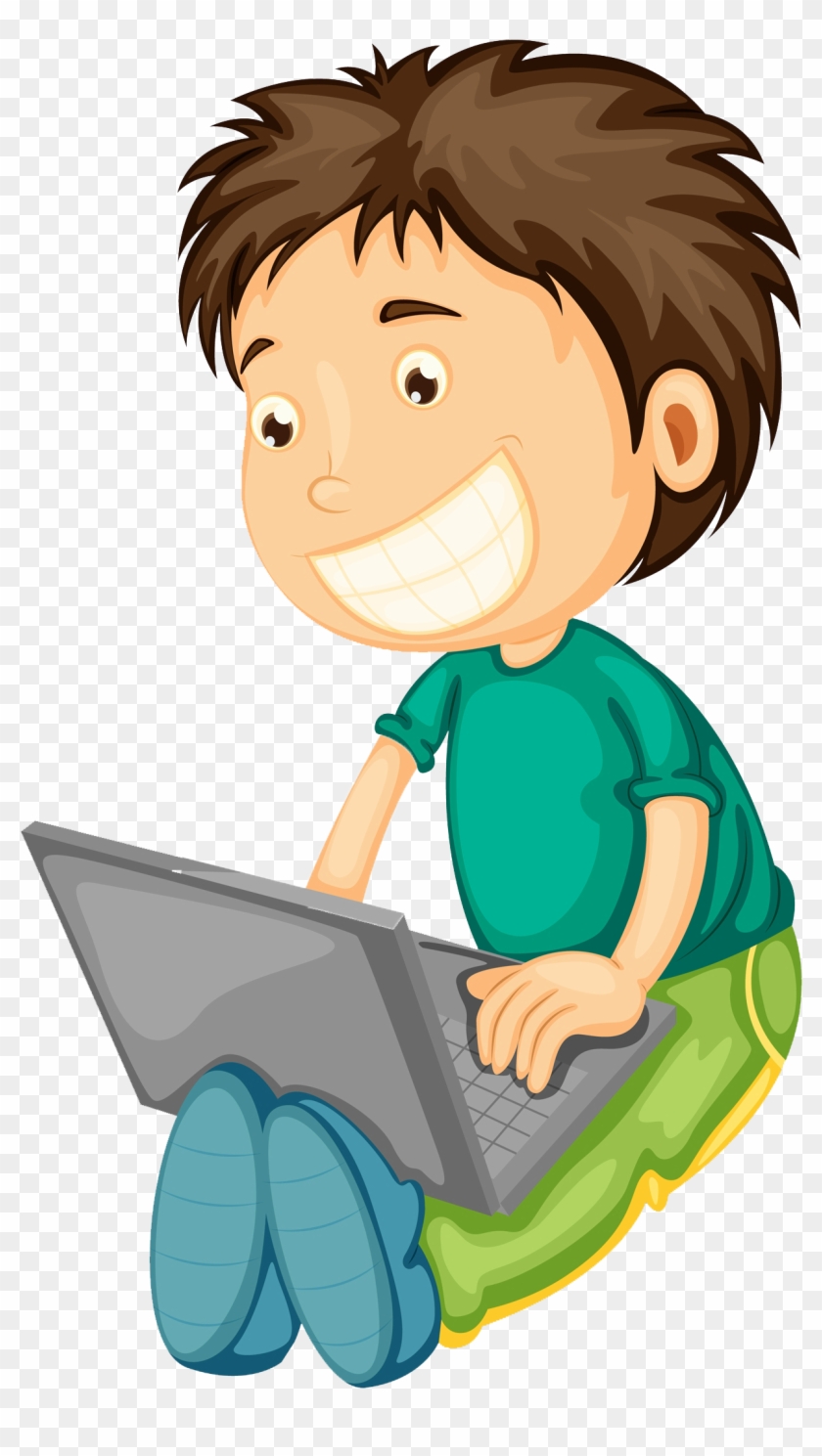 Boy And Girl With Laptop Clipart - Png Download #1179326