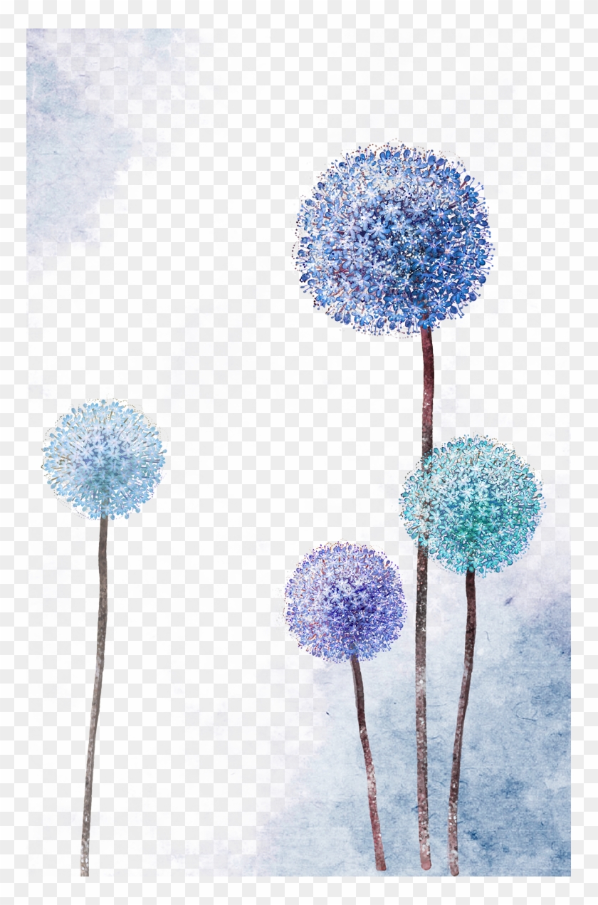Tattoo Flower Dandelion Purple Sticker Watercolor Paper - Flower Purple Painting Png Clipart