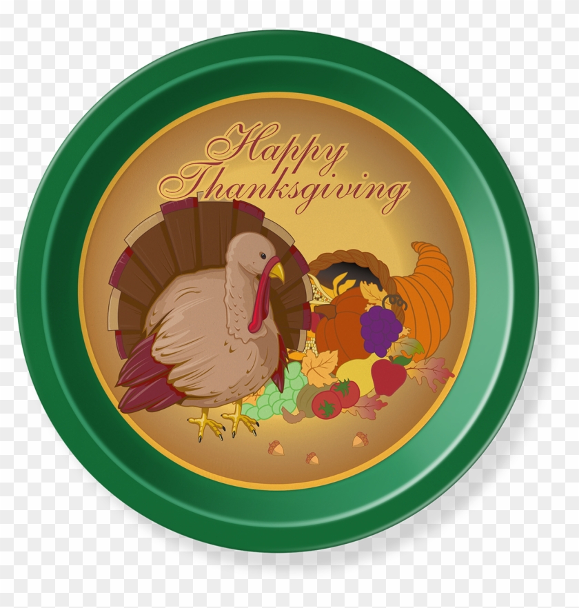 Lg Round Tray Thanksgiving - Illustration Clipart