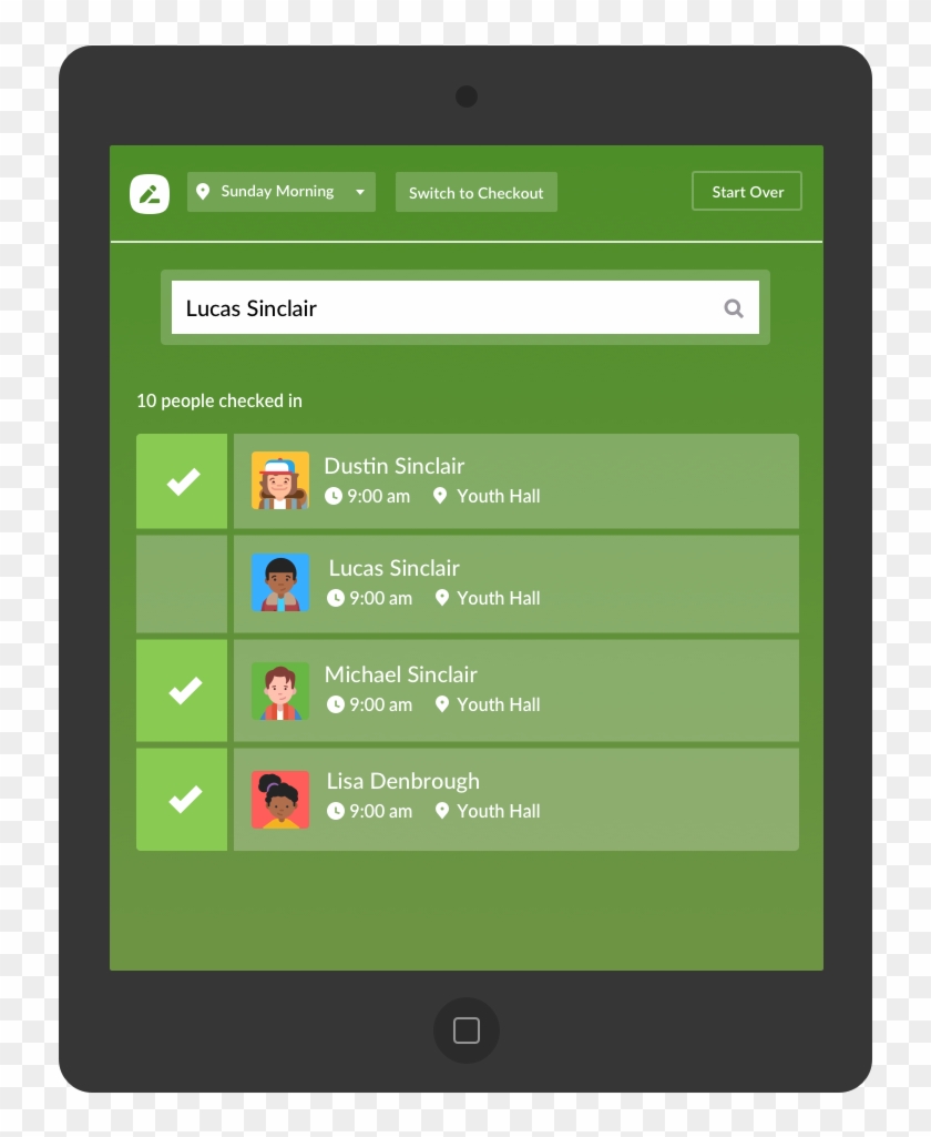 Run Check In “clipboard Style” From A List Of Children - Tablet Computer - Png Download