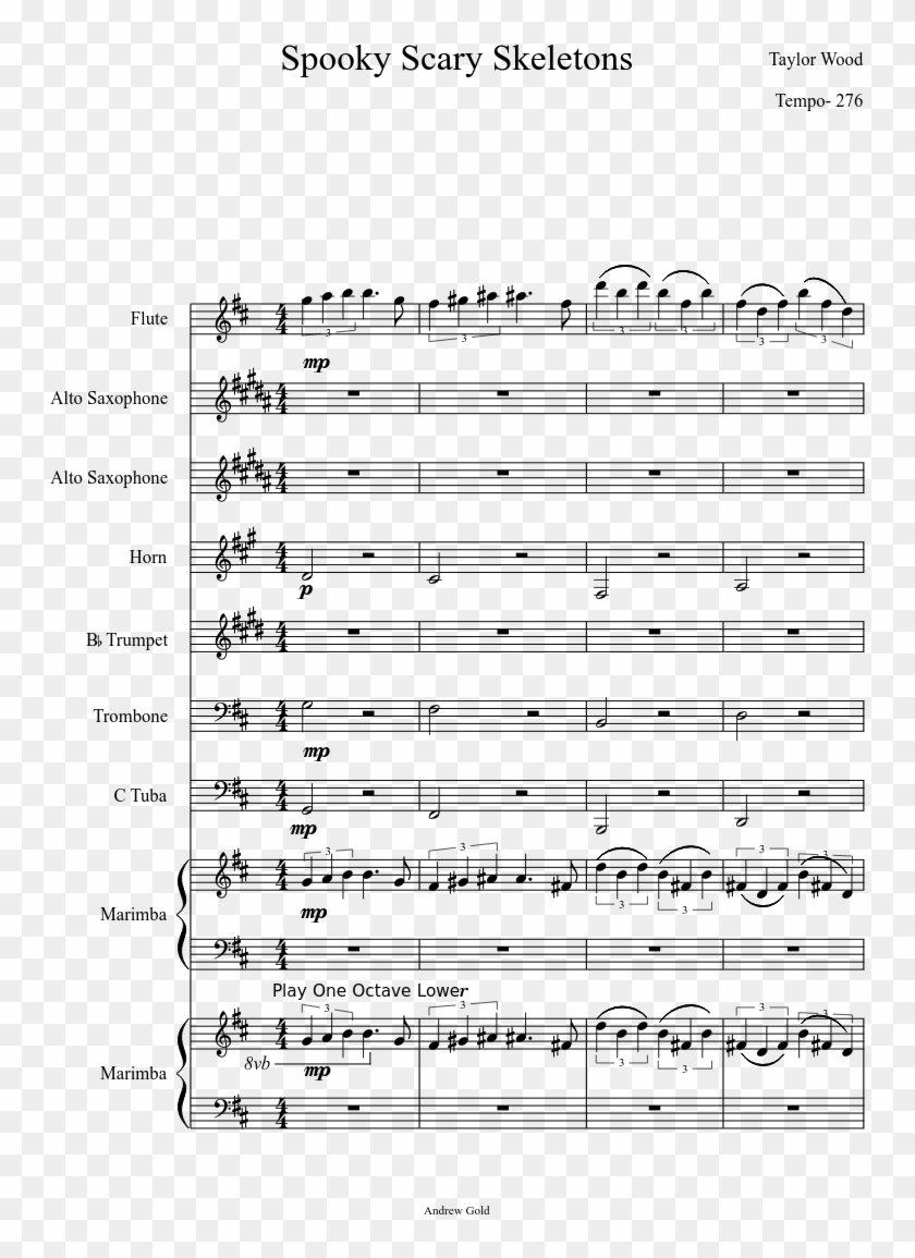 Spooky Scary Skeletons Sheet Music Composed By Taylor - Sheet Music Clipart