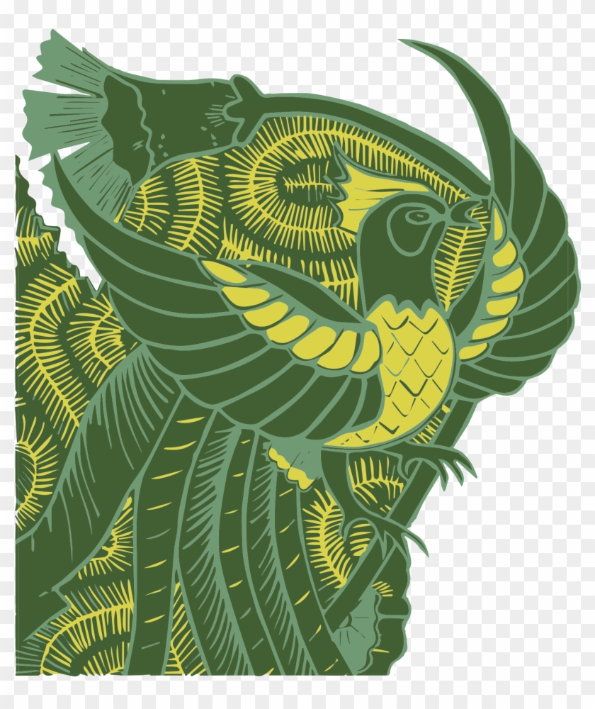A Green Batik Style Bird - Design Of Batik Printing Clipart