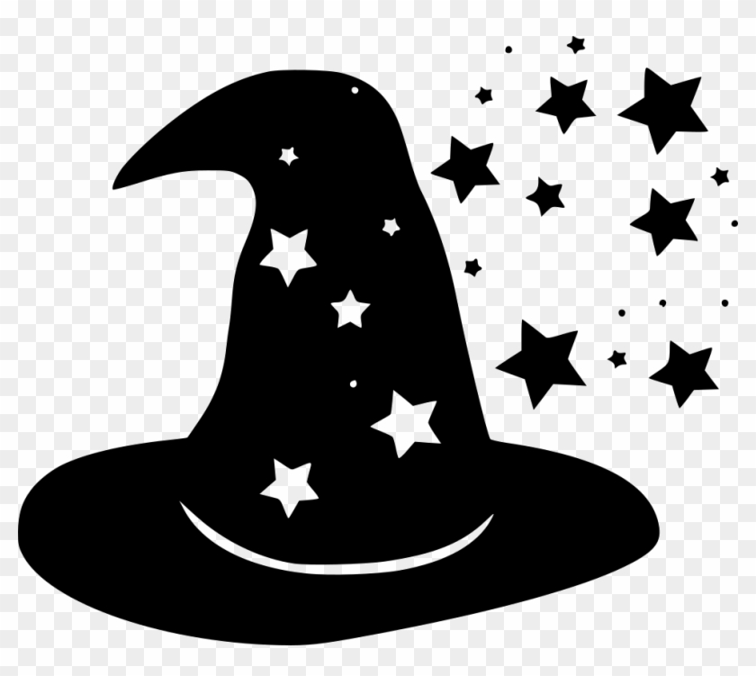 Wizard Hat Icons - Clipart Black Background With Yellow Stars - Png Download