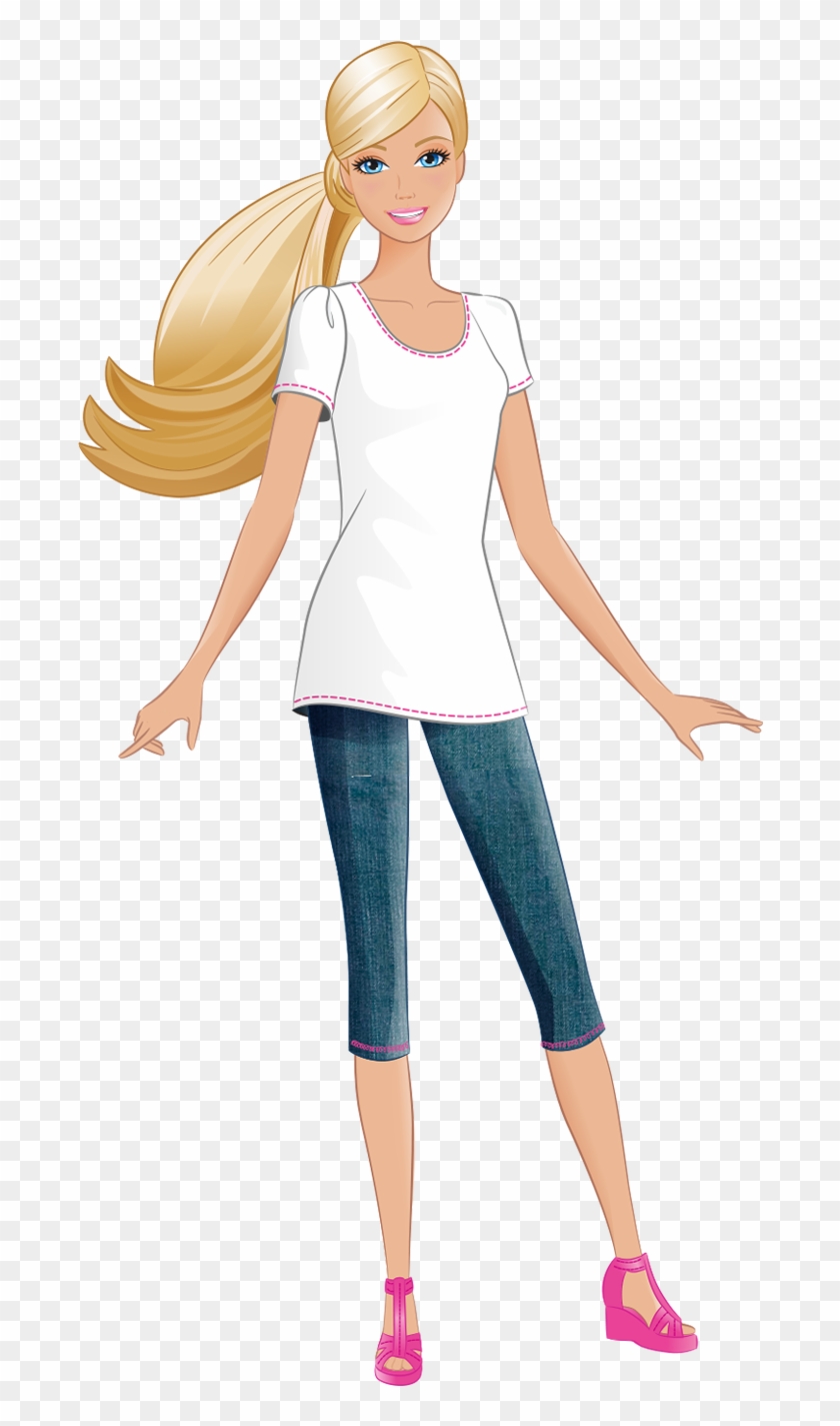 Barbie - Cartoon Barbie Sitting With Transparent Background Clipart