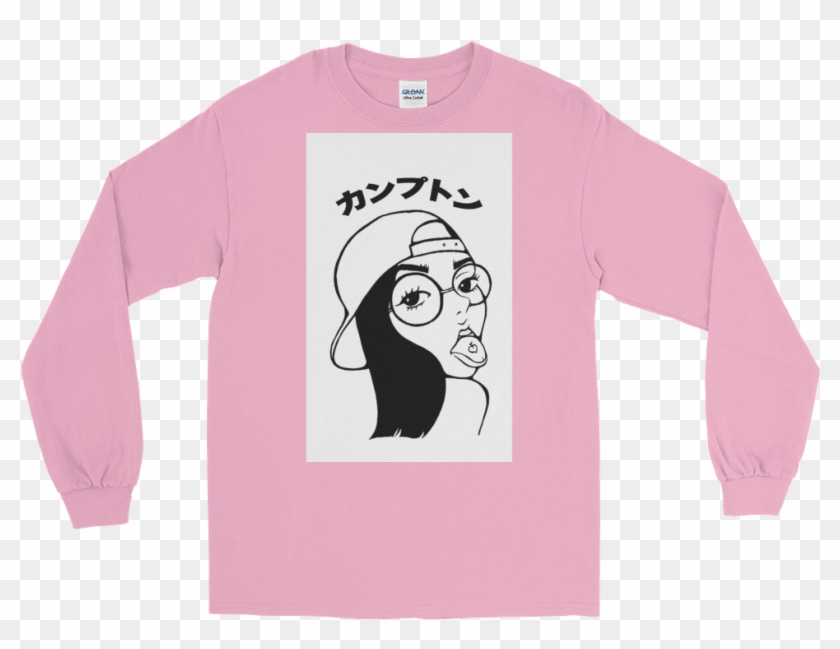 "compton" In Japanese Long Sleeve Shirt - Japanese Long Sleeve T Shirt Pink Clipart