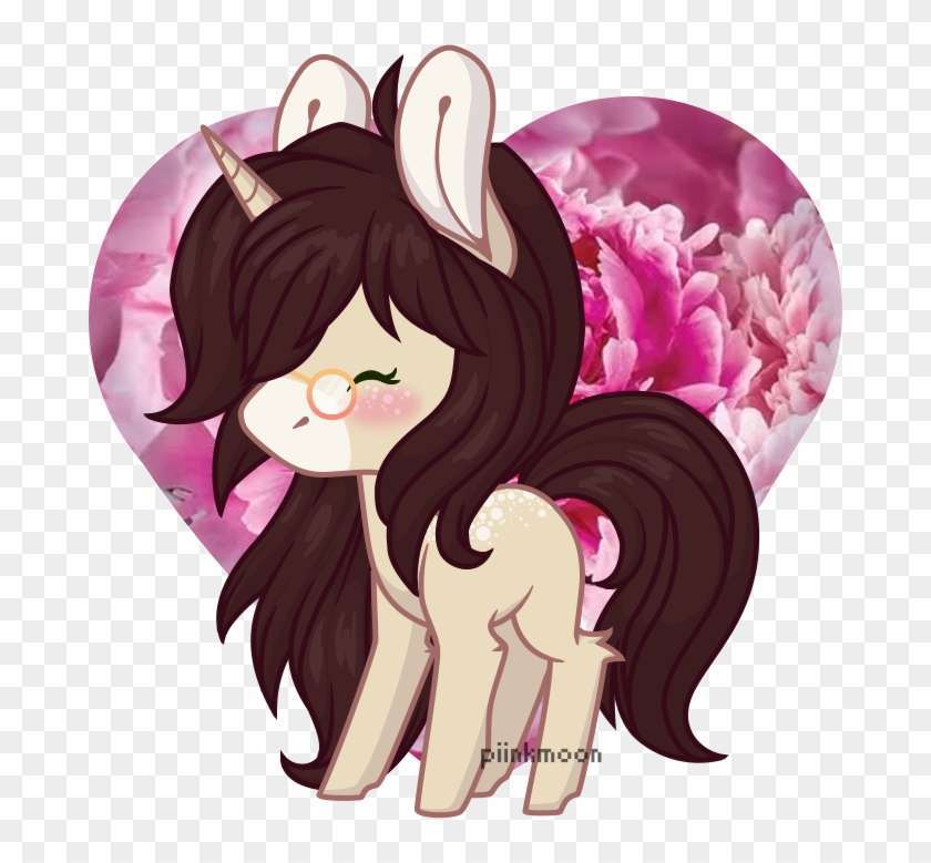 Piinkmoon, Blushing, Brown Hair, Chibi, Female, Floral - Cartoon Clipart