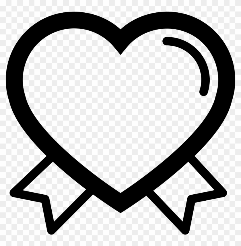 Jpg Black And White Valentines Outline With Ribbon - White Couple Heart Png Clipart #1191710