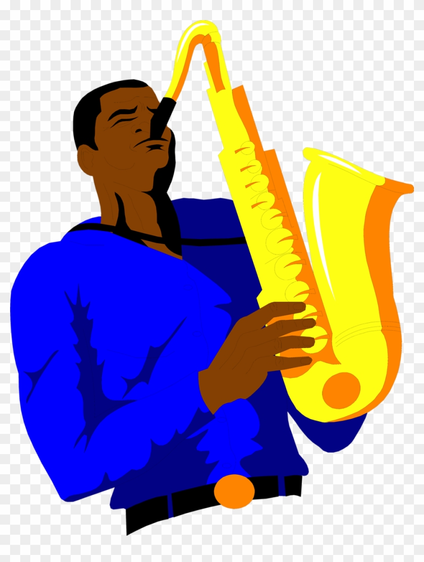 Graphic Black And White Free African American Clipart - Saxophone Player Clip Art - Png Download