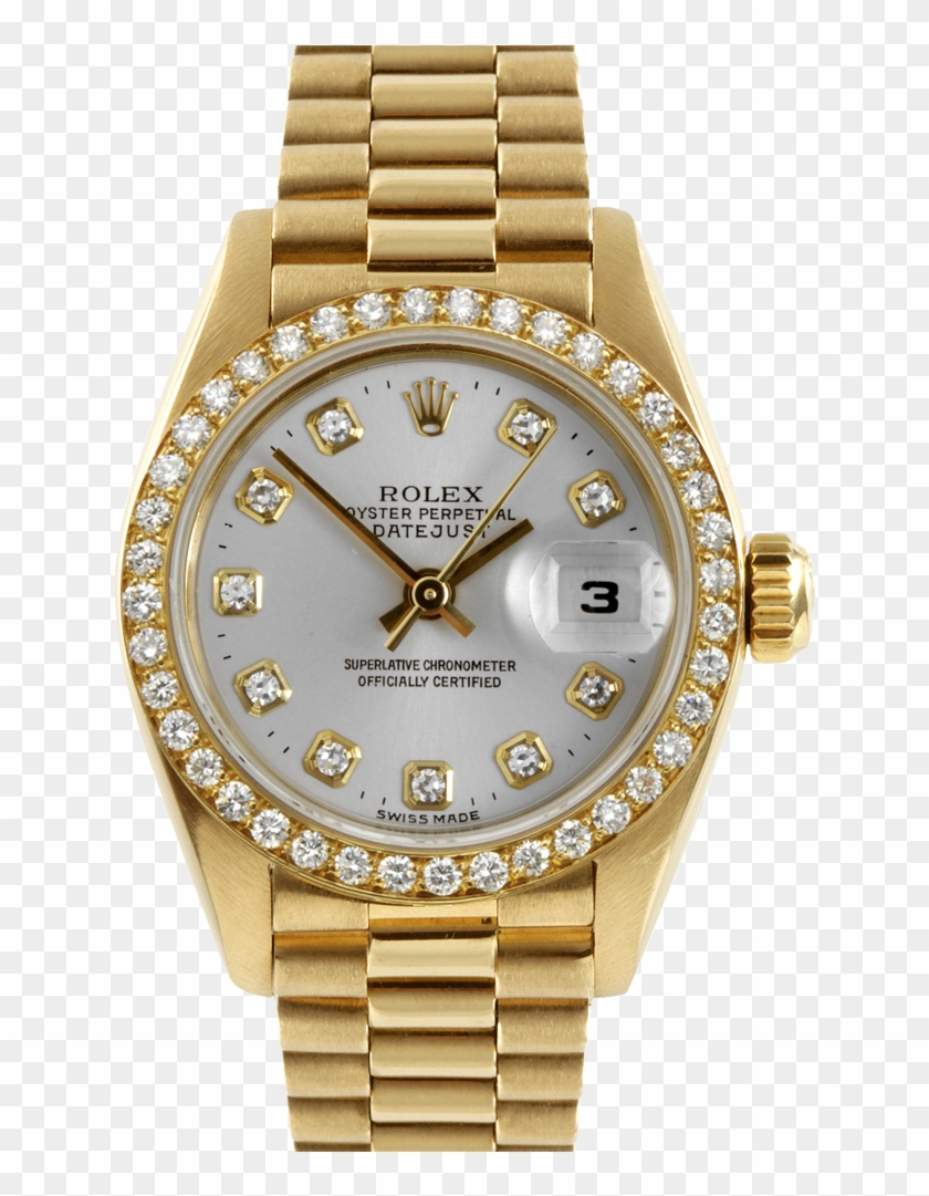 Pre-owned Rolex Ladies 18k Yellow Gold President Watch Clipart