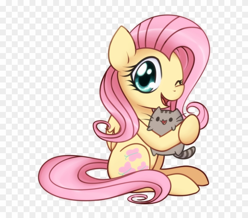 Is This Your First Heart - Fluttershy And Pusheen Clipart #1195887