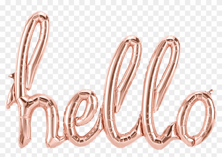 Hello Rose Gold Script - Hello 2018 Rose Gold Balloons Clipart