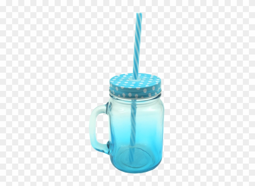 Zb Mason Jar In Blue Gradient - Drinking Straw Clipart
