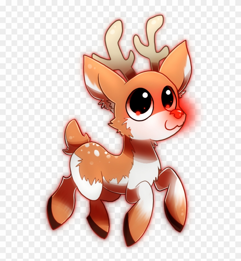 Drawn Reindeer Chibi - Santa And Reindeer Chibi Clipart