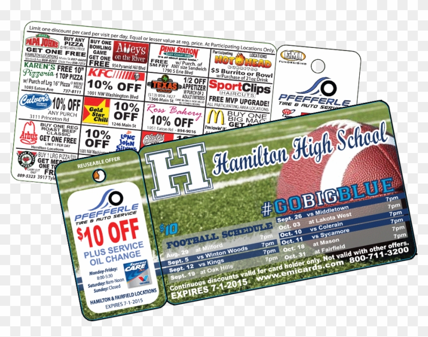 Single Keytag Fundraising Discount Card - Football On Field Clipart
