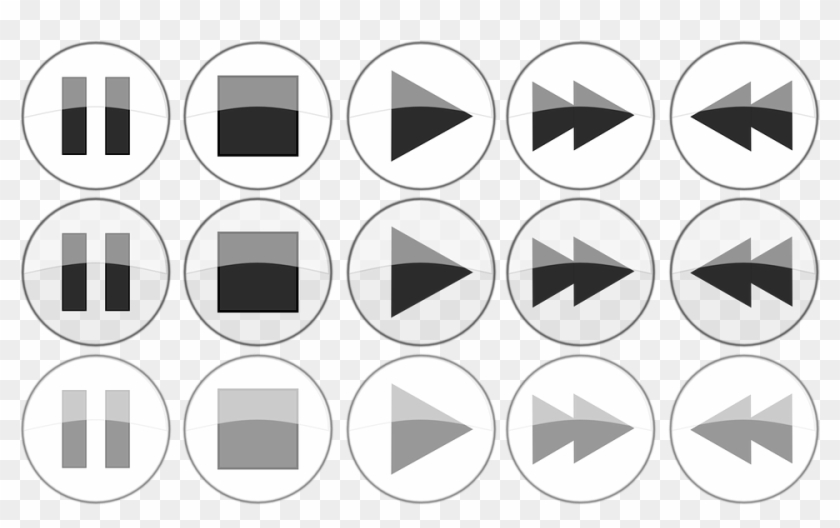 Multimedia, Buttons, Player, Play, Stop, Rewind - Media Player Button Png Clipart