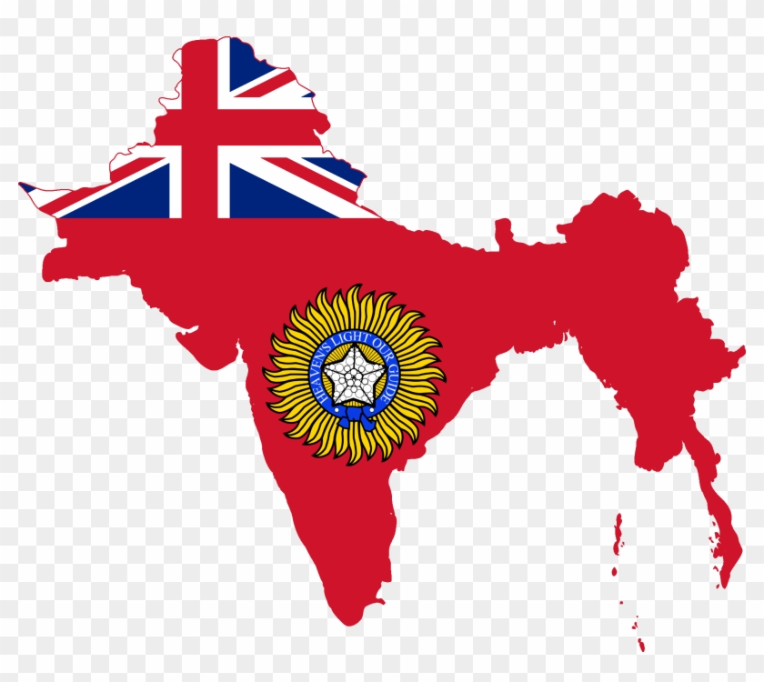 Flag Map Of British Raj - British India Flag Map Clipart #120681