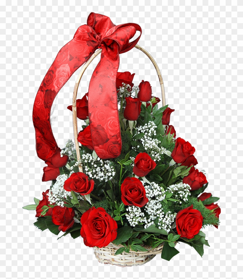 Basket Of 30 Red Roses - Floribunda Clipart