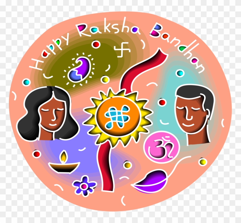 Vector Illustration Of Raksha Bandhan Rakhi Hindu Festival - Circle Clipart #121096