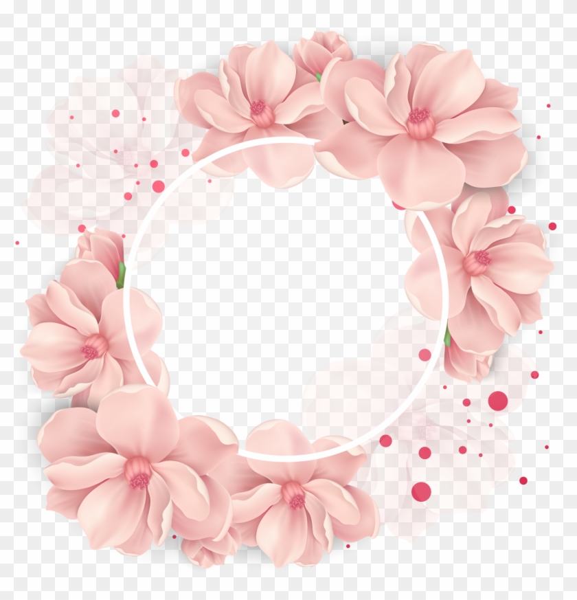 Flower Cherry Wreath Decoration Vector Wedding Clipart - Круглая Рамка Цветы Png Transparent Png #121411