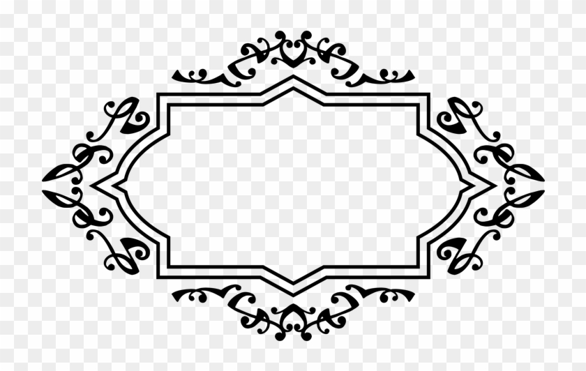 Fancy Label Png - Name Tag Border Floral Black And White Clipart