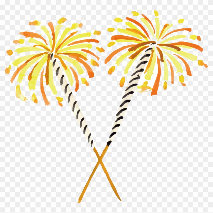 Collection Of Free Fireworks Vector Watercolor Clipart