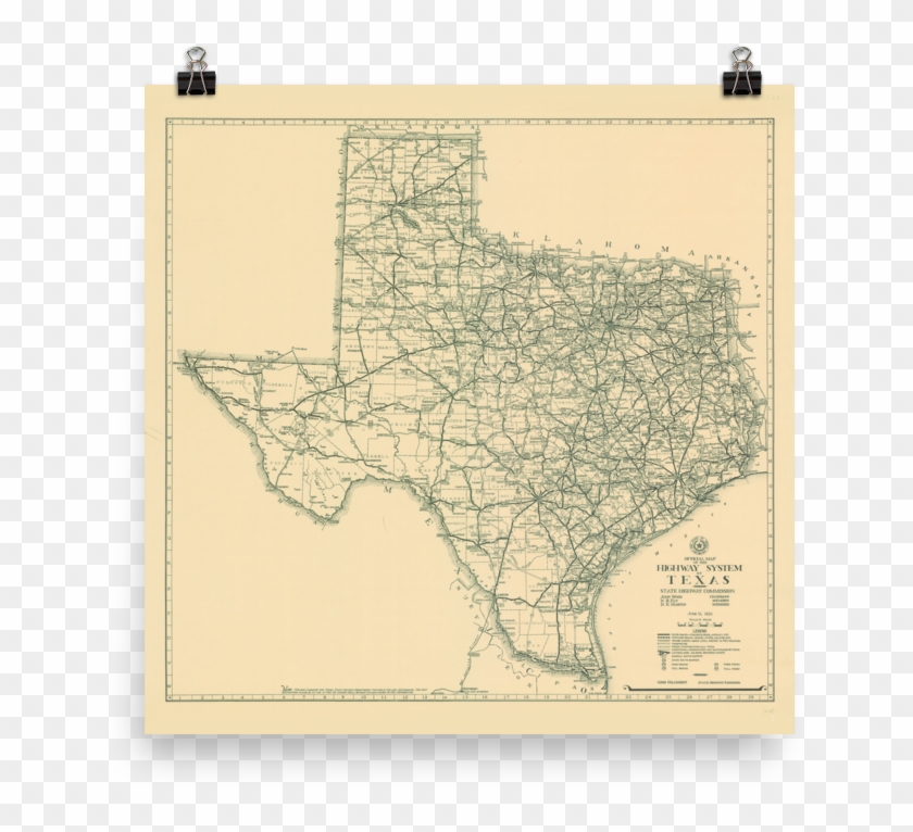 1933 Texas State Highway Map - Map Of Texas Clipart #123094