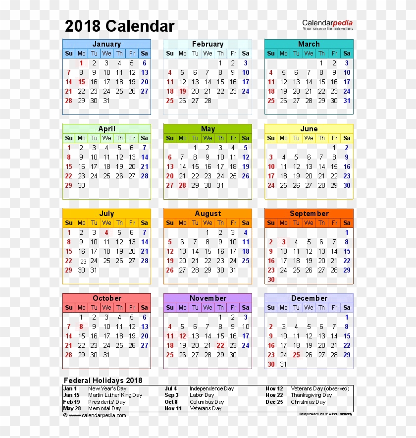 2018 Calendar Transparent File - Free Printable 2019 Calendar Uk Clipart
