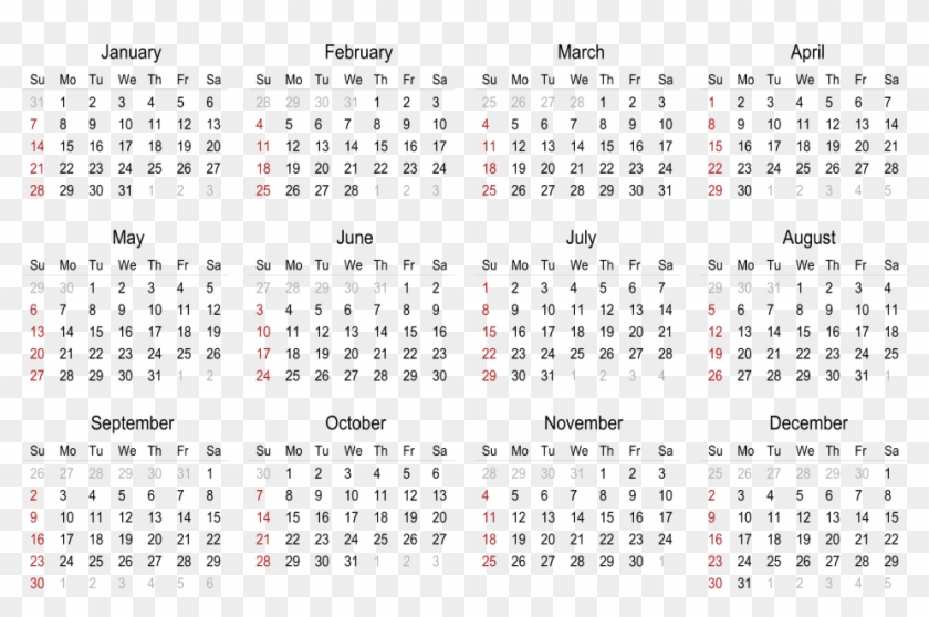 2018 Calendar Png Transparent - Free Printable Wallet Calendar 2019 Clipart