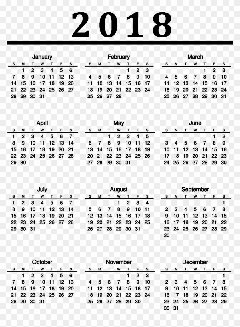 Calendar 2018 Png Photo - Png Transparent Calendar Png 2018 Clipart #124441