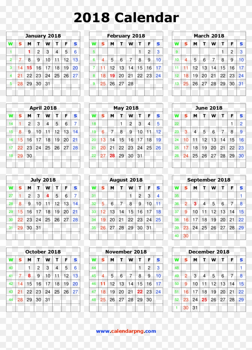 Calendar 2018 Png Hd - Calendar 2018 Png Download Clipart #124845