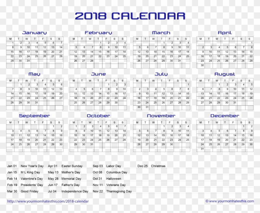 Free Empty Calendar Png - Kalender 2018 Untuk Wallpaper Laptop Clipart #125237