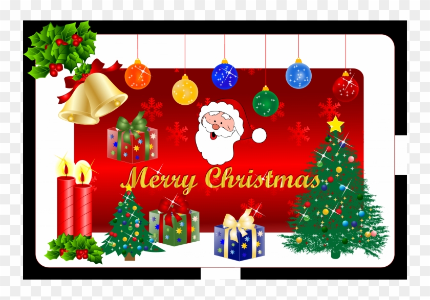 Free Vector Christmas Tree Gift Pack - Merry Christmas With Santa Clipart