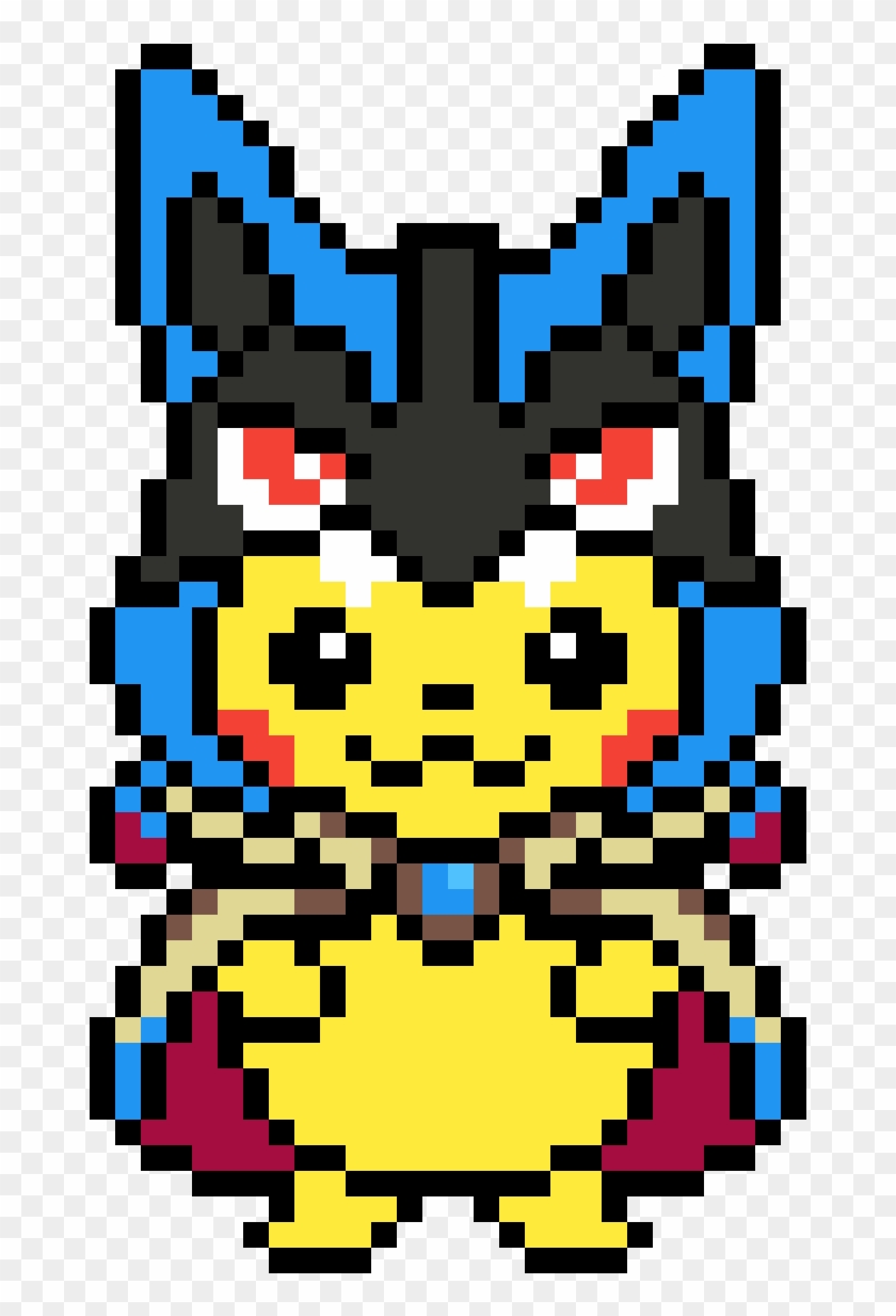 Pikachu Wearing Mega Lucario Hoodie - Lucario Pixel Art Minecraft Clipart