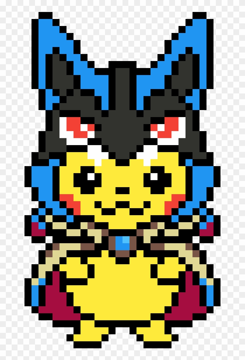 Pikachu Wearing Mega Lucario Hoodie - Lucario Pixel Art Minecraft Clipart #125330