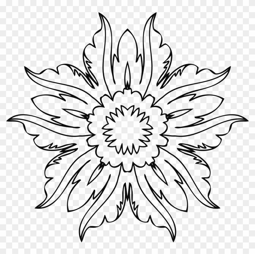 Clipart Flower Line Art - Line Art Flower Designs - Png Download