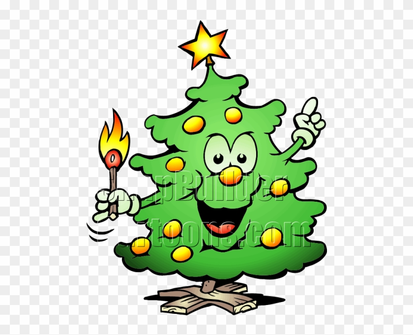 Christmas Tree Lights Matches Mascot Logo - Christmas Tree Lights Cartoon Clipart - Png Download #126237