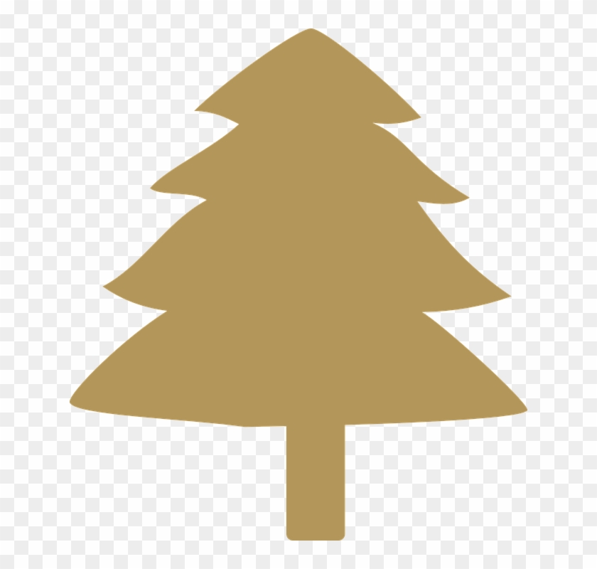 Silhouettes Of Green Pine Tree, Vector Illustration - Gold Christmas Tree Art Clipart #126427