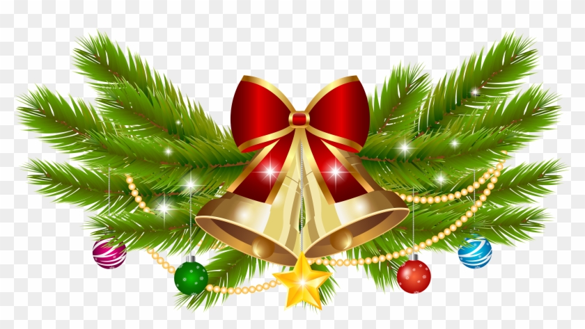 Christmas Bell Decoration Png - Christmas Bell With Ribbon Png Clipart