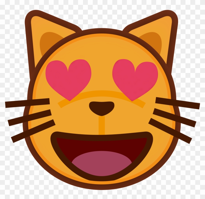 Filepeo Smiling Cat Face With Heart Shaped Eyes - Cat Love Emoji Png Clipart