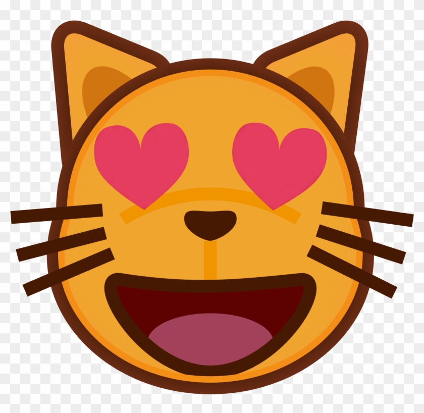 Filepeo Smiling Cat Face With Heart Shaped Eyes - Cat Love Emoji Png Clipart #127539