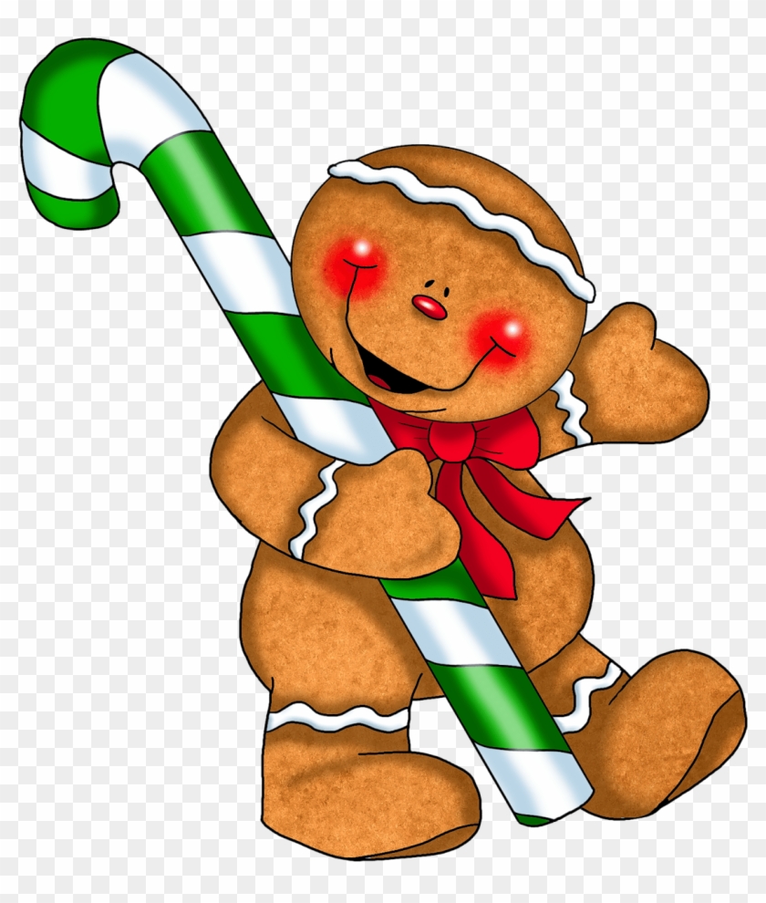 Christmas Gingerbread Man Clipart At Getdrawings - Gingerbread Man With Candy Cane - Png Download #127710