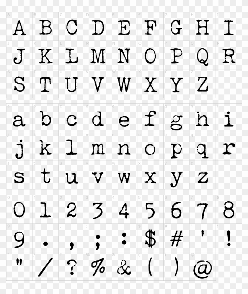 Font Characters - Typewriter Text Clipart #127759