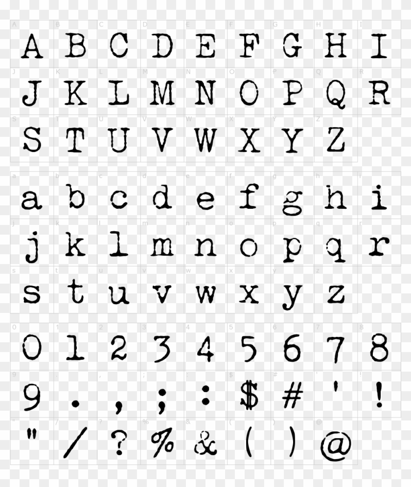 Font Characters - Typewriter Text Clipart