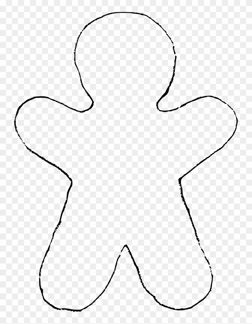 Gingerbread Man Black And White Clipart - Ginger Bread Man Cutout - Png Download #127761