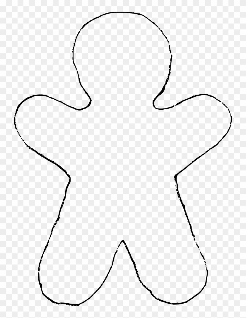 Gingerbread Man Black And White Clipart - Ginger Bread Man Cutout - Png Download