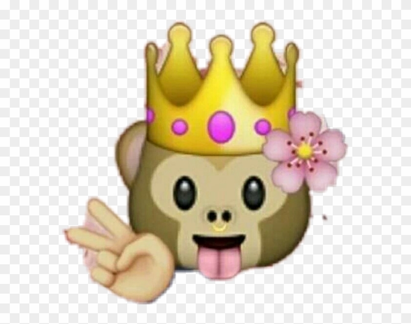 Queenmonkey Monkey Queen Emojistickers Emoji Png Monkey - Monkey Emoji With Crown Clipart #128810