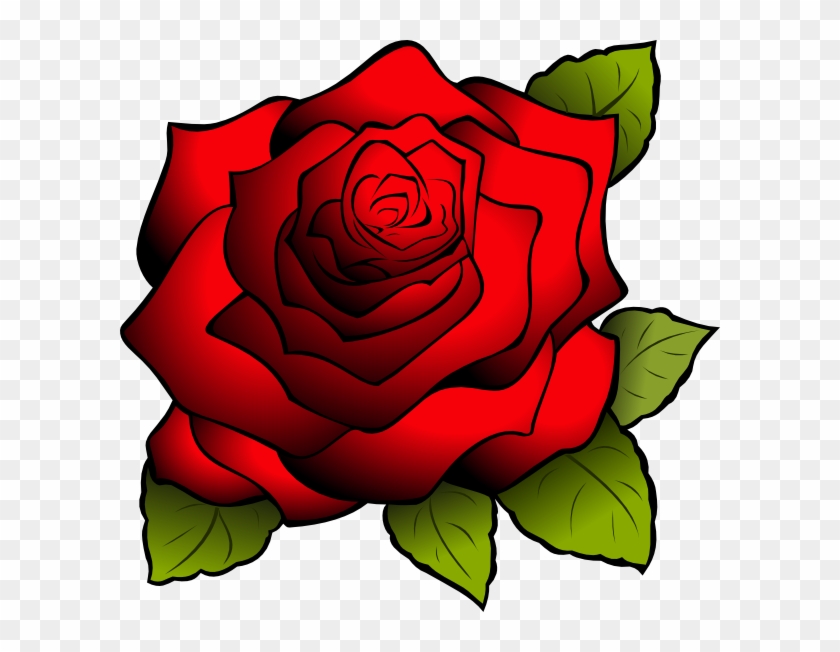 Red Flower Clipart Red Rose Outline - Rose Cartoon Drawing - Png Download
